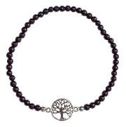 Armband "Baum des Lebens" 1,2cm Silber 925 mit Onyx Perlen 6cm elastisch