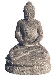 Buddha in Meditation Sandstein grau 15x24cm