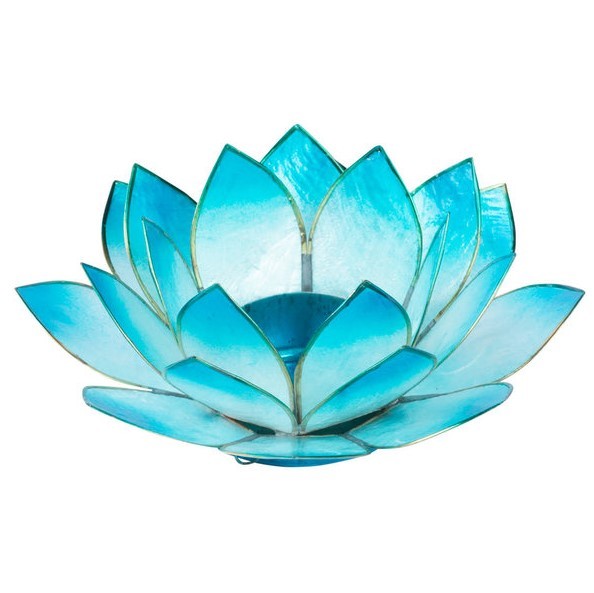Teelichthalter Lotus Chakra blau - Halschakra
