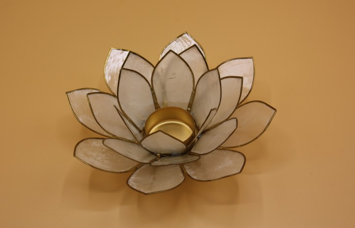 Teelichthalter Lotus Chakra weiss - Scheitelchakra