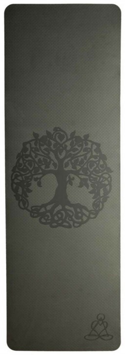 Yogamatte TPE ecofriendly - dunkelgrün/ hellgrün Baum des Lebens