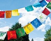 Tibetische Gebetsfahne Baumwolle 8 Glückssymbole