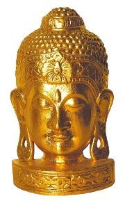 Standrelief "Buddha Büste" Holz vergoldet 30cm